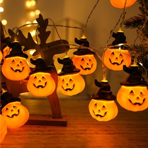 Eledreme lichterkette halloween kürbis led, 3m20led halloween dekoration lichterkette kürbis, lichterkette außen batterie pumpkin deko, halloween-deko kürbis licht für kinderparty garten indoor von Eledreme