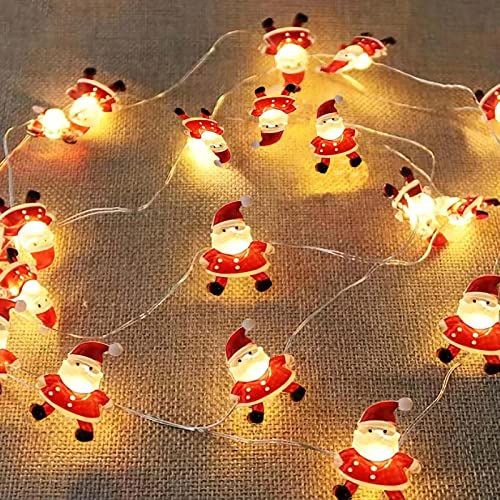 Eledreme lichterkette innen batterie, 2m 20 led Weihnachtsmann Weihnachtsdeko Lichtervorhang , Warmweiß weihnachtsbeleuchtung außen, für Party, Weihnachten, Balkon von Eledreme