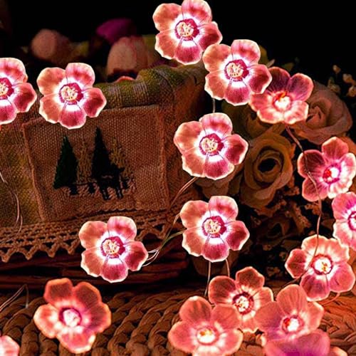 Eledreme lichterkette kirschblüten deko, cherry blossom lichterkette rosa 2m 20 led lichterkette innen batterie, lichterkette frühling deko blüten für Festival, Party, Valentinstag Hochzeit von Eledreme