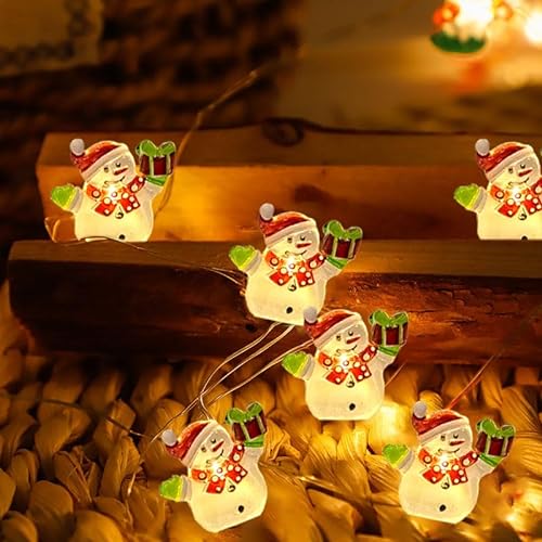 Eledreme lichterkette schneemann, 2m 20 led weihnachtsdeko innen Lichtervorhang außen, Warmweiß lichterkette weihnachten batterie, LED lichterkette batterie für Party, Weihnachten, Balkon von Eledreme