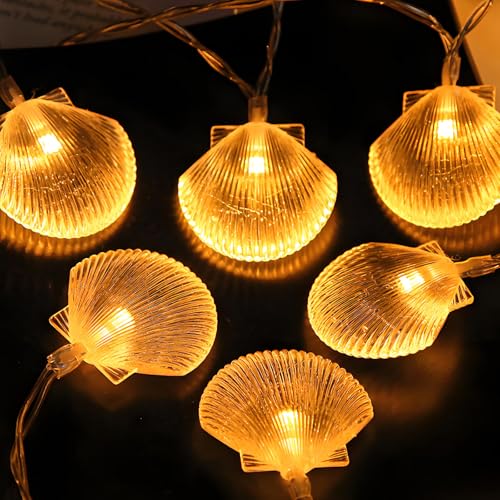 Muscheln deko led Lichterkette, 1.5M 10 led Lichterkette warmweiß, led Lichterkette innen, außen Lichterkette Fenster, Für Garten, Bad,Hochzeit Lichterkette deko von Eledreme