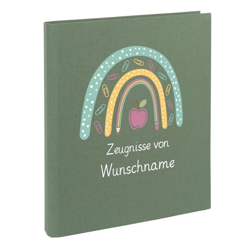 Personalisierte Zeugnismappe Ordner A4 für Zeugnisse – mit Wunschname & Schul-Motiv – Geschenk zur Einschulung, Schulabschluss oder erstem Zeugnis von Elefantasie