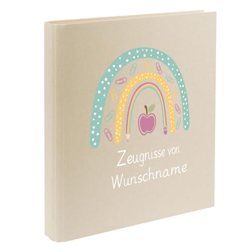 Personalisierte Zeugnismappe Ordner A4 für Zeugnisse – mit Wunschname & Schul-Motiv – Geschenk zur Einschulung, Schulabschluss oder erstem Zeugnis von Elefantasie