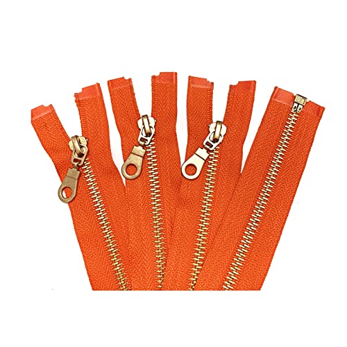 2 Stück 5# 30-60cm Messing Metall Reißverschluss Open Tail Reißverschluss für DIY Nähzubehör, Orange, 30cm von Elegantyl