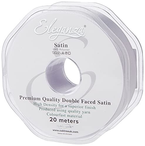 Eleganza 25 mm x 20 m Satinband doppelseitig, Weiß von Eleganza