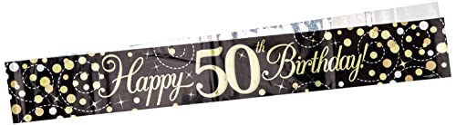Eleganza 625570 9 ft. Spruchband zum 50. Geburtstag, holografisch, Schwarz/goldfarben Eleganza 625570 9 ft. Spruchband zum 50. Geburtstag, holografisch, Schwarz/goldfarben von Eleganza