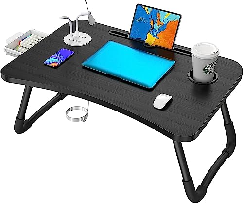 Elekin Tragbar Laptoptisch, Faltbare Notebooktisch Betttisch Lapdesks mit Tassenschlitz, Multifunktionstisch Zeichentisch für Sofa Bett mit Geschenk Black von Elekin