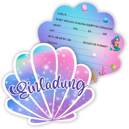 Elektheim 12 Stück Meerjungfrau EINLADUNGSKARTEN, Kinder Kreative Kunsthandwerk EINLADUNGSKARTEN für Mädchen Jungen Kinder zum GEBURTSTAG Einschulung und KINDERPARTY Elektheim 12 Stück Meerjungfrau EINLADUNGSKARTEN, Kinder Kreative Kunsthandwerk EINLADUNGSKARTEN für Mädchen Jungen Kinder zum GEBURTSTAG Einschulung und KINDERPARTY von Elektheim