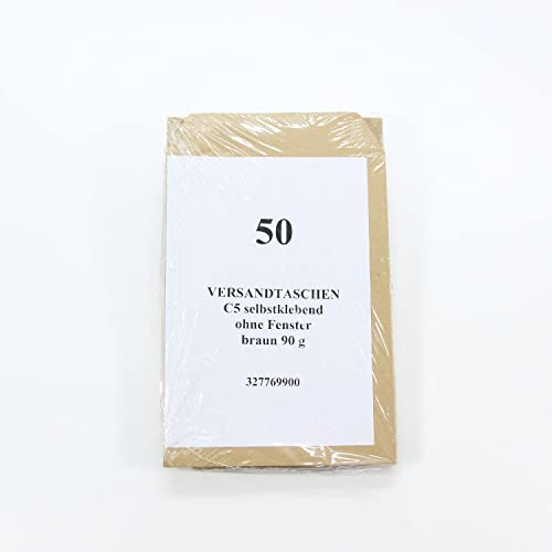 Elepa - rössler kuvert 30002474 Versandtaschen C5 ohne Fenster, selbstklebend, 90 g/qm, 50 Stück, 162x229 mm, braun Elepa - rössler kuvert 30002474 Versandtaschen C5 ohne Fenster, selbstklebend, 90 g/qm, 50 Stück, 162x229 mm, braun von Elepa - rössler kuvert