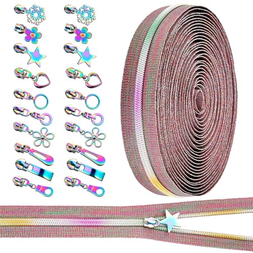 Elesunory #5 Reißverschlüsse zum Nähen, 9,8 m Reißverschlüsse pro Yard, Nylon-Regenbogen-Reißverschlussband mit 20 Stück 10 Arten von Regenbogen-Reißverschlüssen, Reißverschlüsse für DIY-Nähprodukte Elesunory #5 Reißverschlüsse zum Nähen, 9,8 m Reißverschlüsse pro Yard, Nylon-Regenbogen-Reißverschlussband mit 20 Stück 10 Arten von Regenbogen-Reißverschlüssen, Reißverschlüsse für DIY-Nähprodukte von Elesunory