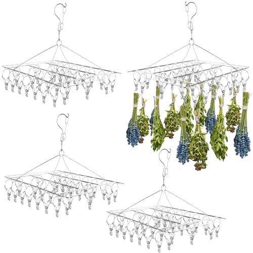 Elesunory Kräuter-Trockenständer zum Aufhängen 4-teilig - Edelstahl mit 30 Haken, platzsparend für frische und aromatische Kräuter Elesunory Kräuter-Trockenständer zum Aufhängen 4-teilig - Edelstahl mit 30 Haken, platzsparend für frische und aromatische Kräuter von Elesunory