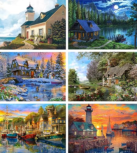 Diamond Painting Diamant Daiming Dimonds 6 Stück Landschaft Geschenke Für Frauen Malen Nach Zahlen Erwachsene Kinder Zubehör Deko Wohnzimmer Balkon Zimmer Schlafzimmer Dimondpaintin Set Diy 40×30 von Eletiffi