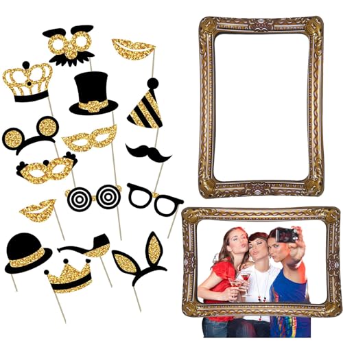 17 Stück Fotobox Accessoires Hochzeit, Hochzeit Fotobox Accessoires Und Aufblasbarer Fotorahmen, Einwegkamera, Foto Requisitenm, Polterabend Deko, Hochzeitsspiel Fotowand Party 17 Stück Fotobox Accessoires Hochzeit, Hochzeit Fotobox Accessoires Und Aufblasbarer Fotorahmen, Einwegkamera, Foto Requisitenm, Polterabend Deko, Hochzeitsspiel Fotowand Party von ElevaPulse