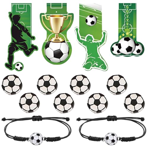 Einschulung Junge, 14 Stück Fußball-Geschenkset für Schüler, mit 4 magnetischen Lesezeichen, 8 Fußball Radiergummi und 2 Fußball Armband, Fußballfans, Ideales Geschenk für Einschulung Junge Einschulung Junge, 14 Stück Fußball-Geschenkset für Schüler, mit 4 magnetischen Lesezeichen, 8 Fußball Radiergummi und 2 Fußball Armband, Fußballfans, Ideales Geschenk für Einschulung Junge von ElevaPulse
