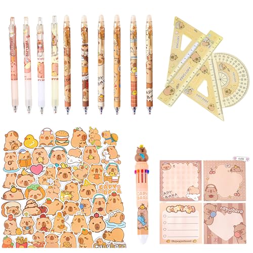 ElevaPulse Capybara Stifte Set,18-Teiliges Schreibset Mit Capybara Sachen,4 Schwarze Stifte + 6 Blaue Stifte+1 Farbiger Kugelschreiber+50 Sticker+4 Lineale+2 Notizbücher,Ideal Für Schule Und Büro ElevaPulse Capybara Stifte Set,18-Teiliges Schreibset Mit Capybara Sachen,4 Schwarze Stifte + 6 Blaue Stifte+1 Farbiger Kugelschreiber+50 Sticker+4 Lineale+2 Notizbücher,Ideal Für Schule Und Büro von ElevaPulse