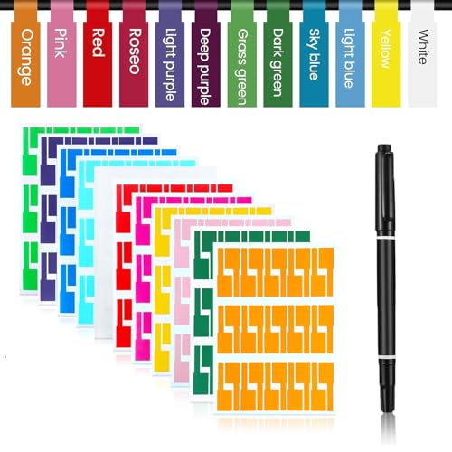ElevaPulse 720 Pcs Kabelbeschriftung, Beschriftungsetiketten Bestehend Aus Selbstklebenden Designs In 12-Farben, Mit Wasserdichten Und Reißfesten, Speziell Für Das Kabelmanagement Entwickelt von ElevaPulse