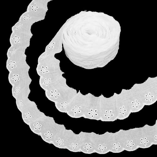 ElevateTech 13,7 m weißes Spitzenband, Ösen, Spitzenstoff, gehäkeltes Blumenmuster, Rüschenbänder für Handwerk, Hochzeit, Scrapbooking, Zubehör, Kleider, Dekoration, Kleidung, Tasche ElevateTech 13,7 m weißes Spitzenband, Ösen, Spitzenstoff, gehäkeltes Blumenmuster, Rüschenbänder für Handwerk, Hochzeit, Scrapbooking, Zubehör, Kleider, Dekoration, Kleidung, Tasche von ElevateTech