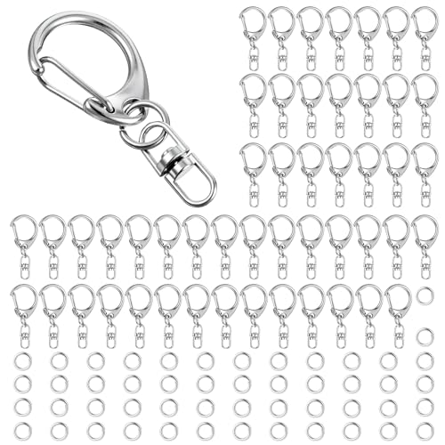 ElevateTech 50 Stück Drehbare Karabinerverschlüsse mit Schlüsselring Schlüsselanhänger Drehverschlüsse für Bastelarbeiten Schlüsselanhänger Schmuck Schlüsselband-Clips Karabinerhaken Drehbare von ElevateTech