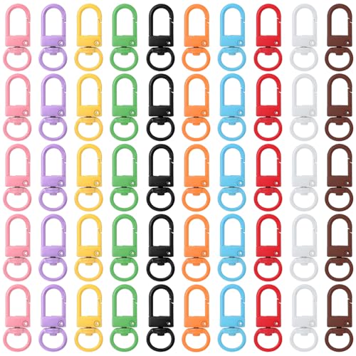 ElevateTech 50 bunte Metall-Karabinerverschlüsse, Lanyard-Clips, drehbar, mit Schlüsselringen, für Schlüssel, Ketten, Bastelarbeiten, Steckverbinder, Schmuck, DIY ElevateTech 50 bunte Metall-Karabinerverschlüsse, Lanyard-Clips, drehbar, mit Schlüsselringen, für Schlüssel, Ketten, Bastelarbeiten, Steckverbinder, Schmuck, DIY von ElevateTech