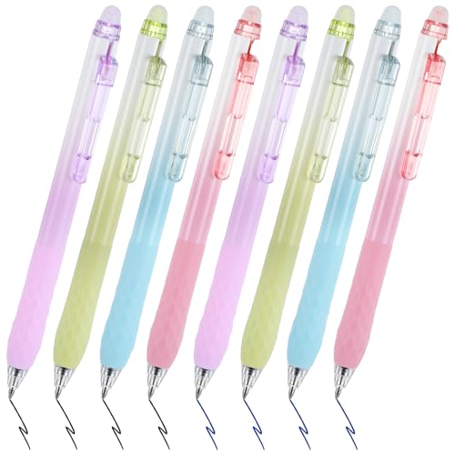 ElevateTech 8 Stück Radierbarer Kugelschreiber 0,5 mm Tintenroller Fein Weich Komfortabel Rutschfest Rosa Grün Blau Lila Radiergummi Geeignet Zum Malen Schreiben Markieren von ElevateTech
