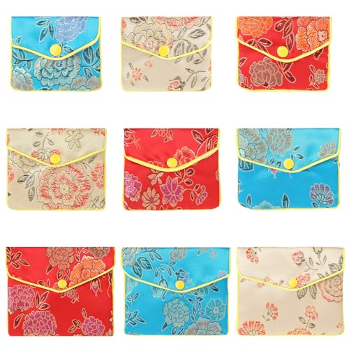 ElevateTech 9 Stück Schmuckbeutel, Geschenktüten im chinesischen Seidenstil, 3 Größen bestickte Seiden-Schmuckbeutel, bestickte Brokat-Tasche für Frauen, Reisen, Hochzeit, Geburtstagsfeier ElevateTech 9 Stück Schmuckbeutel, Geschenktüten im chinesischen Seidenstil, 3 Größen bestickte Seiden-Schmuckbeutel, bestickte Brokat-Tasche für Frauen, Reisen, Hochzeit, Geburtstagsfeier von ElevateTech
