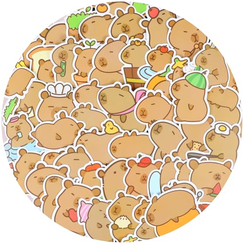 ElevateTech 102 Stück Capybara Aufkleber, Süße Capybara Sticker Wasserdichte Vinyl Aufkleber Decals Cartoon Tieraufkleber für Wasserflaschen, Laptop, Telefon, Skateboard, Fahrrad von ElevateTech