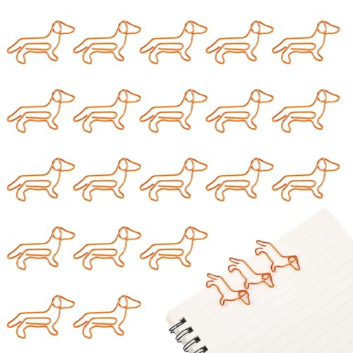 ElevateTech Dackel Büroklammern,20 Stück Dackel Lesezeichen Tiereform Lesezeichen Süße Papierklammern Büroklammern Lesezeichen Planer Clips Dackel Zubehör Bürobedarf Ordner Clips für Frauen und Männer von ElevateTech