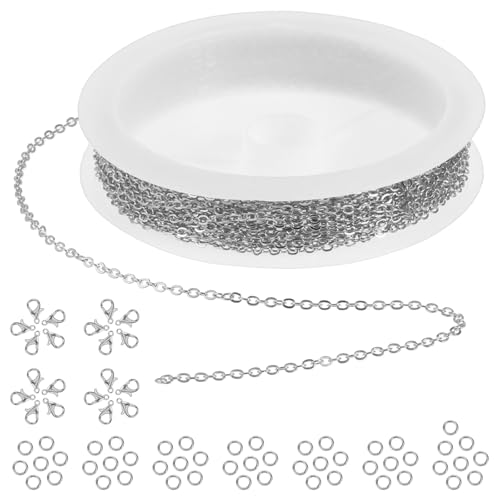 ElevateTech Edelstahl Kette Halsketten, 16.4 Meter DIY Link Chains für Schmuck Herstellung Kabel Ketten Metallkette mit 20 Karabiner Verschlüsse und 50 Sprung Ringe für Schmuck Armbänder Machen ElevateTech Edelstahl Kette Halsketten, 16.4 Meter DIY Link Chains für Schmuck Herstellung Kabel Ketten Metallkette mit 20 Karabiner Verschlüsse und 50 Sprung Ringe für Schmuck Armbänder Machen von ElevateTech