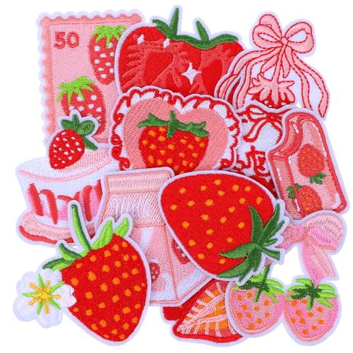 ElevateTech Erdbeer-Aufnäher zum Aufbügeln, niedlich, rosa, Obstkuchen, Schleife, Erdbeere, Kawaii, bestickte Applikation für Kleidung, Jacken, Taschen, Rucksäcke, Hüte, Kleider, DIY, adretter Patch ElevateTech Erdbeer-Aufnäher zum Aufbügeln, niedlich, rosa, Obstkuchen, Schleife, Erdbeere, Kawaii, bestickte Applikation für Kleidung, Jacken, Taschen, Rucksäcke, Hüte, Kleider, DIY, adretter Patch von ElevateTech
