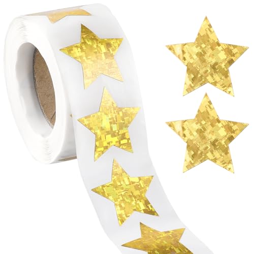 ElevateTech Gold Sterne Aufkleber 1 Zoll 500 Stück Glitter Stern-Aufkleber Belohnung Sticker für Kinder Große Selbstklebende Metallic Folienaufkleber Belohnung Etiketten Unterrichtsbedarf (gold) von ElevateTech