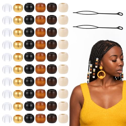 ElevateTech Holzhaarperlen für Zöpfe, Haarschmuck, Zöpfe, Holzperlen, Dreadlock-Zubehör, Loc Perlen, Haare, Röhrendekoration, afrikanische Perlen, Zopf-Clips für Damen und Herren, 60 Stück ElevateTech Holzhaarperlen für Zöpfe, Haarschmuck, Zöpfe, Holzperlen, Dreadlock-Zubehör, Loc Perlen, Haare, Röhrendekoration, afrikanische Perlen, Zopf-Clips für Damen und Herren, 60 Stück von ElevateTech