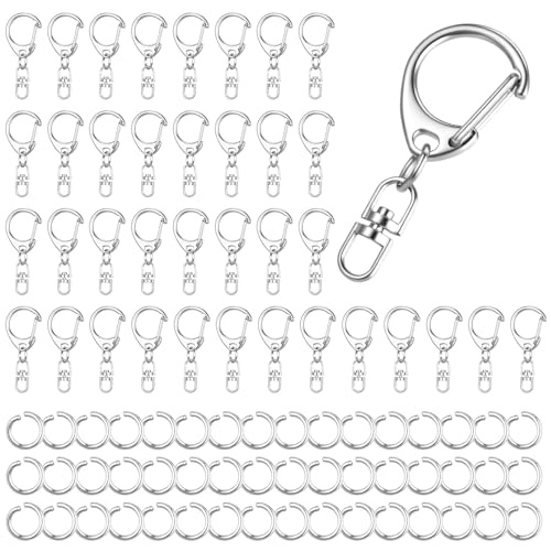 ElevateTech Karabinerverschlüsse, Halskettenverschluss, Biegeringe für Schlüsselanhänger, zur Schmuckherstellung, Charm-Zubehör, geeignet für Reisen, Camping, Kunst, Handwerk, Armbandhaken, 50 Stück von ElevateTech