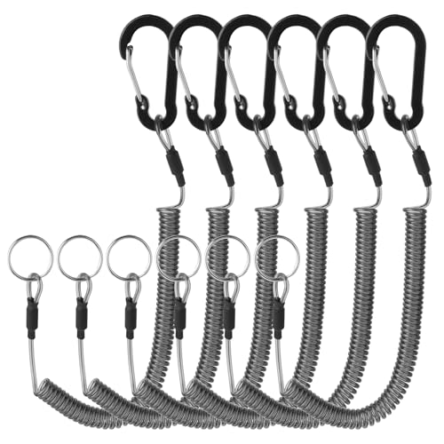 Elevatech Sicherheits-Spiralband, 6 Stück, Angel-Schlüsselband, einziehbar, strapazierfähig, Federschnur, Schlüsselanhänger, Halteband, Zubehör mit Clip für Zange, Bootfahren, Kajak Elevatech Sicherheits-Spiralband, 6 Stück, Angel-Schlüsselband, einziehbar, strapazierfähig, Federschnur, Schlüsselanhänger, Halteband, Zubehör mit Clip für Zange, Bootfahren, Kajak von ElevateTech