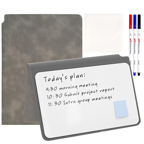 Elezeal A5 trocken abwischbares Whiteboard, tragbares kleines Whiteboard, Notizblock, wiederverwendbare Mini-Whiteboards mit löschbarem Marker für Büro, Geschäft, Schreiben, Notizen, Planung (Grau, 1 von Elezeal