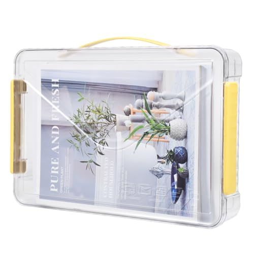 Elezeal Transparente Aufbewahrungsboxen mit Deckel, A4, transparenter Papier-Organizer mit Griff und tragbarem Projektkoffer, Organizer zur Aufbewahrung von Zertifikaten, Sammelalben, Spielzeug und Elezeal Transparente Aufbewahrungsboxen mit Deckel, A4, transparenter Papier-Organizer mit Griff und tragbarem Projektkoffer, Organizer zur Aufbewahrung von Zertifikaten, Sammelalben, Spielzeug und von Elezeal