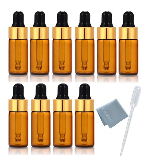 Elfenstall 10 x 10 ml goldfarbene bernsteinfarbene Glasfläschchen mit Augentropfen aus Glas, nachfüllbare Behälter für ätherische Öle, Parfümöle oder andere Flüssigkeiten Elfenstall 10 x 10 ml goldfarbene bernsteinfarbene Glasfläschchen mit Augentropfen aus Glas, nachfüllbare Behälter für ätherische Öle, Parfümöle oder andere Flüssigkeiten von Elfenstall