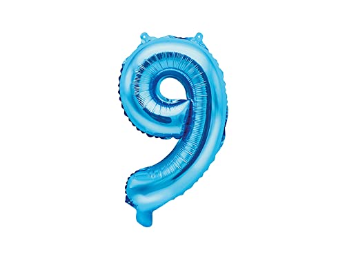 Elfenstall Folienballon Zahl Luftballom Zahlenballon zur Dekoration für den Geburtstag, Hochzeitstag oder sonstiges Jubiläum, 35 cm Farbe (blau, 9) von Elfenstall