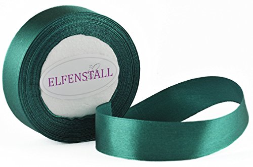 Elfenstall Satinband 25 mm, (ca. 22 Meter) in der Farbe dunkelgrün von Elfenstall