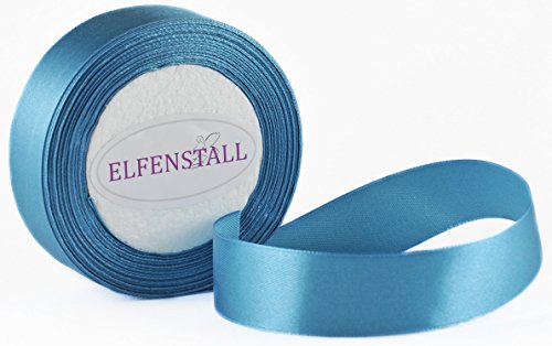 Elfenstall Satinband Geschenkband Schleifenband Dekoband 25 mm, 25 Yards (ca. 22 Meter) in der Farbe petrol blau von Elfenstall