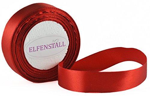 Elfenstall Satinband Geschenkband Schleifenband Dekoband 25 mm, 25 Yards (ca. 22 Meter) in der Farbe rot von Elfenstall