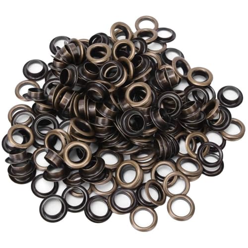 ElgnAura Brass Eyelets 10mm, 100Pcs Double Side Grommets Eyelet Repair Replacement for Clothes Bag Leather Belt Decoration Accessories (Antique Bronze) von ElgnAura