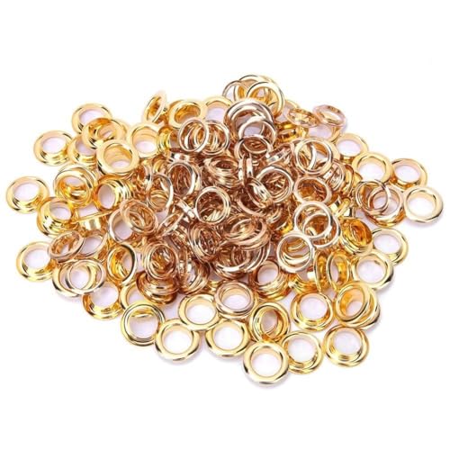 ElgnAura Brass Eyelets 10mm, 100Pcs Double Side Grommets Eyelet Repair Replacement for Clothes Bag Leather Belt Decoration Accessories (Gold) von ElgnAura