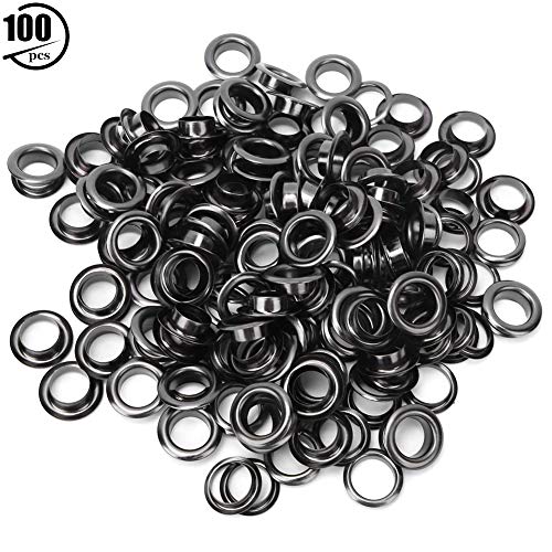 ElgnAura Brass Eyelets 10mm, 100Pcs Double Side Grommets Eyelet Repair Replacement for Clothes Bag Leather Belt Decoration Accessories (Silver Black) von ElgnAura