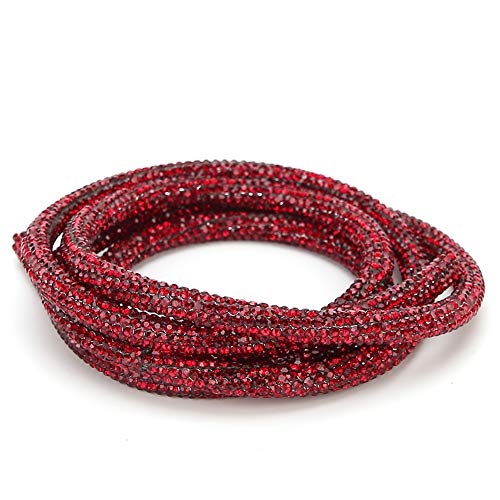 ElgnAura Costume Decoration Accessories Rhinestones Tube Rope Ribbon DIY Sewing Wedding Dress Craft Supplies (Dark Red) von ElgnAura