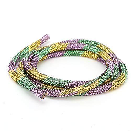 ElgnAura Costume Decoration Accessories Rhinestones Tube Rope Ribbon DIY Sewing Wedding Dress Craft Supplies (Green, purple, yellow mixed color) von ElgnAura