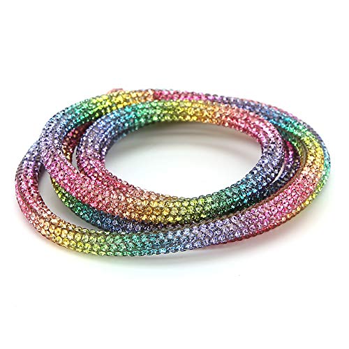 ElgnAura Costume Decoration Accessories Rhinestones Tube Rope Ribbon DIY Sewing Wedding Dress Craft Supplies (Rainbow Color No. 1) von ElgnAura
