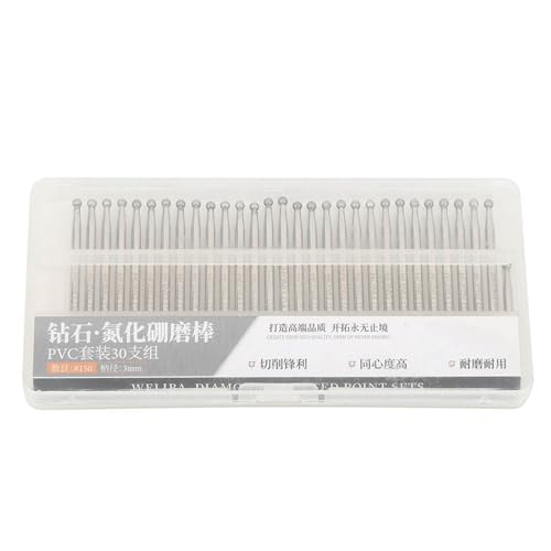ElgnAura Diamant schleif stücke, 30 Stück Kugelkopf Diamant schleif bohrer 3mm Rund-Elektro schleifer-Schnitz werkzeuge für Präzisions gravur von ElgnAura