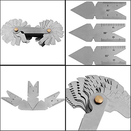 ElgnAura Screw Measuring Tool Set, 52Pcs Thread Pitch, Includes 2pcs 60°+1pc 55° Stainless Steel Center s for Screw Measurement ElgnAura Screw Measuring Tool Set, 52Pcs Thread Pitch, Includes 2pcs 60°+1pc 55° Stainless Steel Center s for Screw Measurement von ElgnAura
