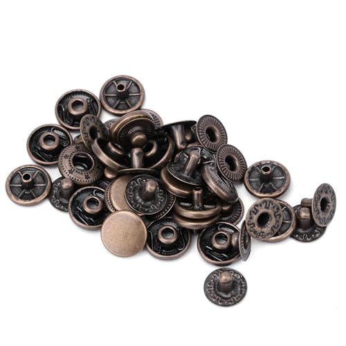ElgnAura Snap Fastener Kit, 50 Set Heavy Duty Brass Snap Buttons for Leather Jackets, Bags, Luggage Decoration Accessories (15mm) von ElgnAura
