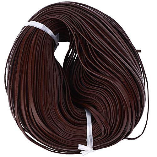 Elgnaura 3mm Flachlederkabel, 100 m echte Lederstreifen für Schmuckherstellung, DIY -Kunsthandwerk, Armband und Halsketteprojekte (Deep coffee 3mm*1mm100 meters) von ElgnAura